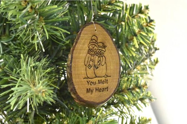 2 Snowmen You Melt My Heart Rustic Wood Ornament