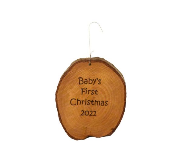 Rustic Baby's First Christmas Wood Ornament