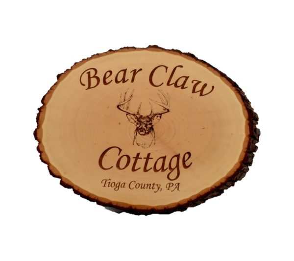 Engraved live edge sign.
