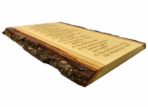 Engraved live edge sign.