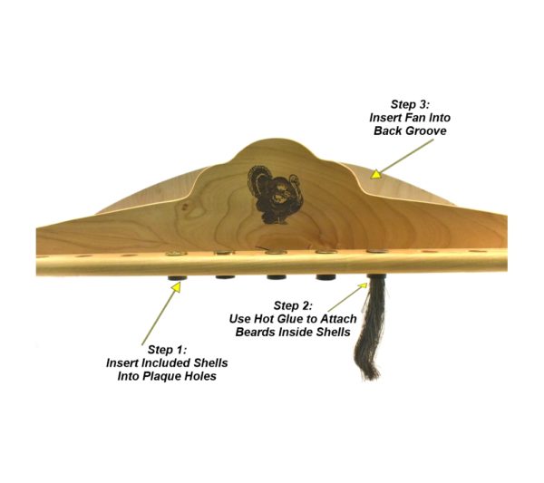 Turkey Beard Plaque with Fan Mount- Engraved Hardwood - Image 2