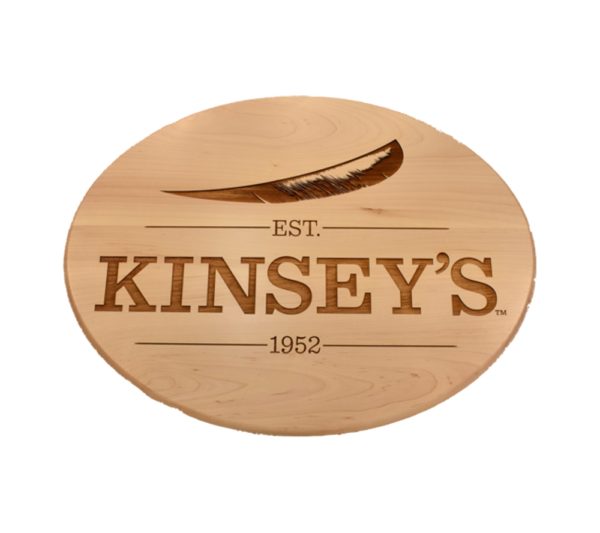 Custom engraved hardwood business sign.