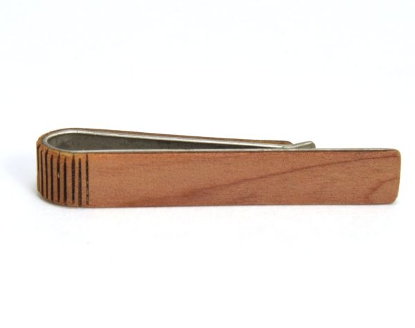 Custom engraved wooden tie clip.