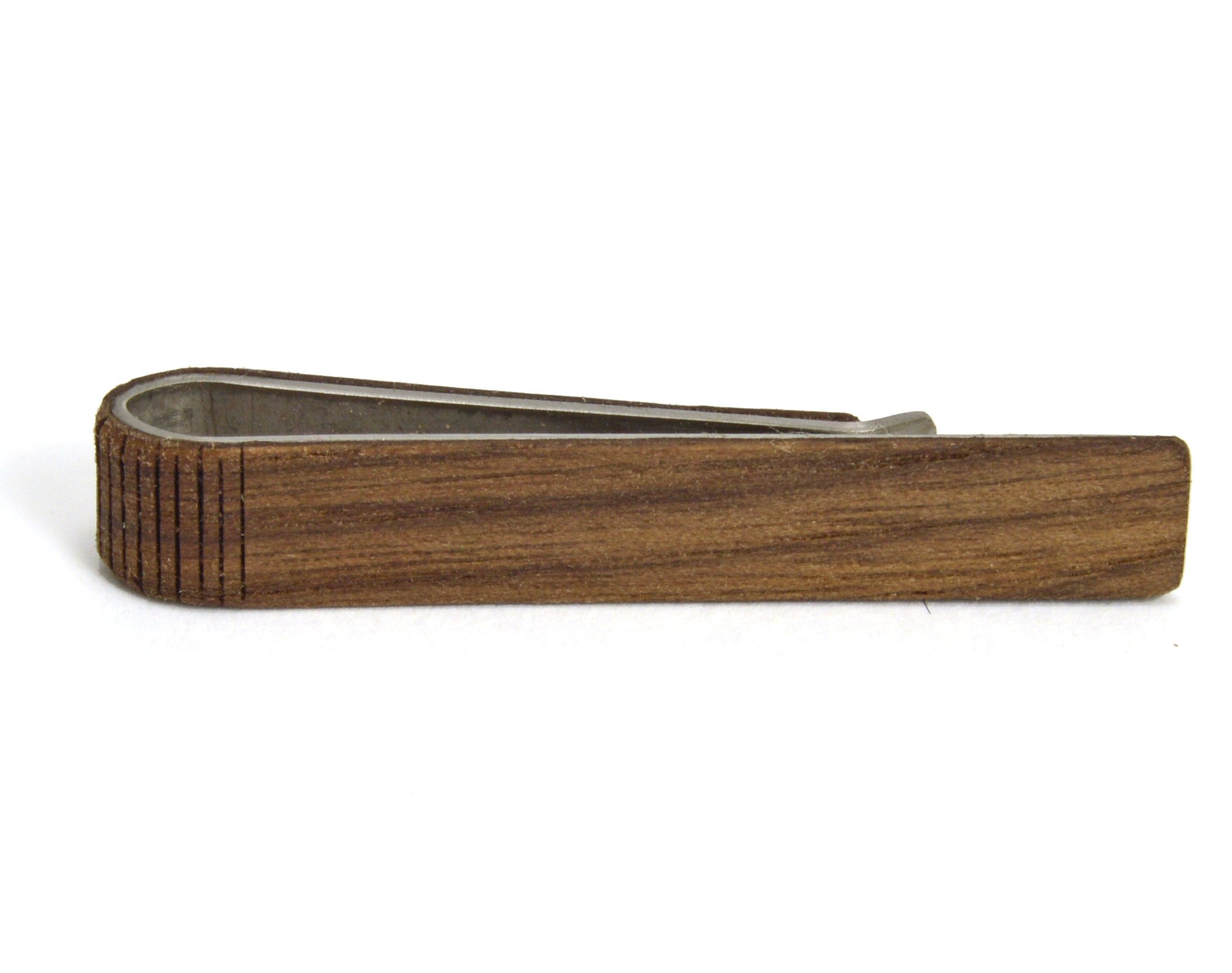 Wooden Accessories Company Wooden Tie Clips with Laser Engraved Turbot Design Cherry Wood Tie Bar Engraved in The USA