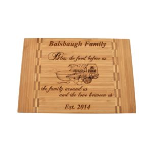 Custom engraved bamboo cutting board.