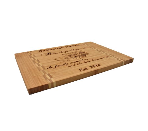 Custom engraved bamboo cutting board.