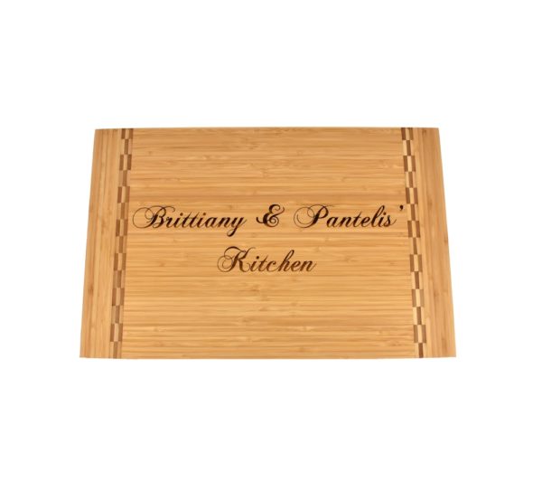 Custom engraved bamboo cutting board.