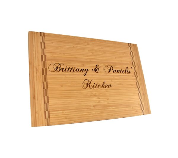 Custom engraved bamboo cutting board.