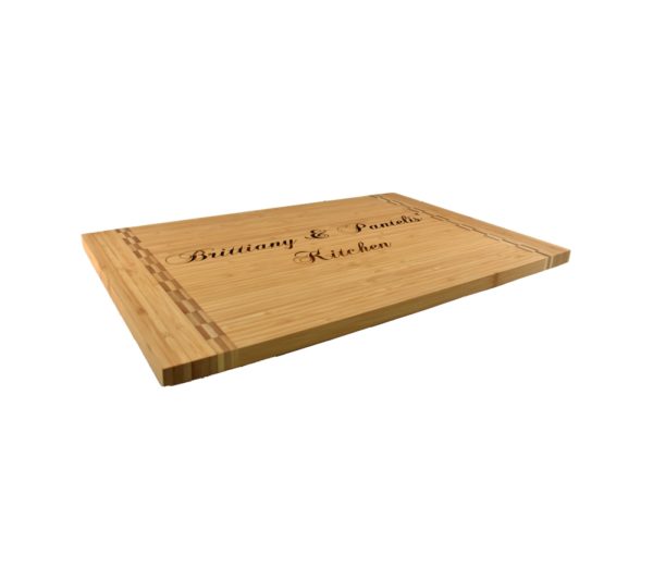 Custom engraved bamboo cutting board.