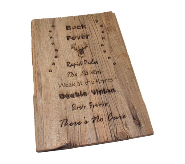 Engraved barnwood sign.