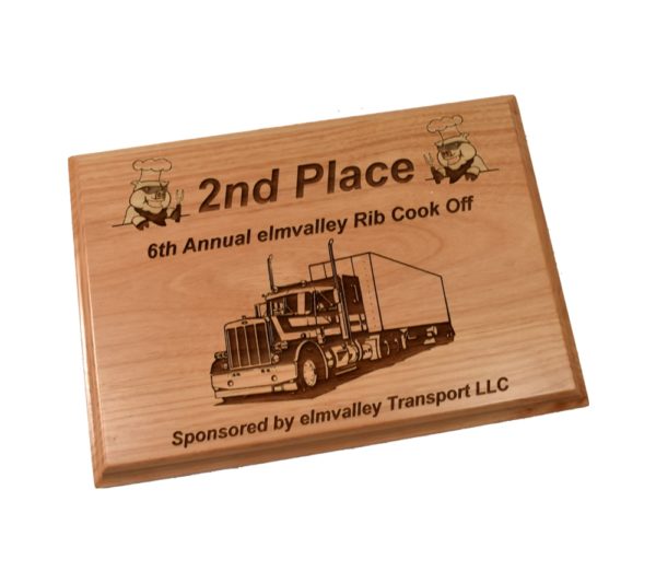 Engraved hardwood award plaque.