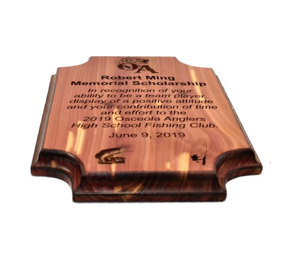 Engraved hardwood, award plaque.