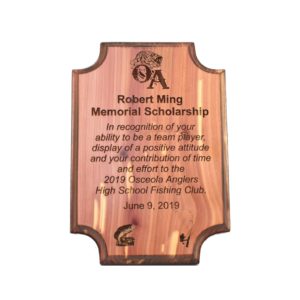 Engraved hardwood, award plaque.