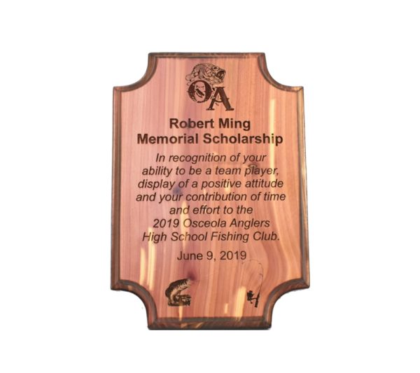 Engraved hardwood, award plaque.