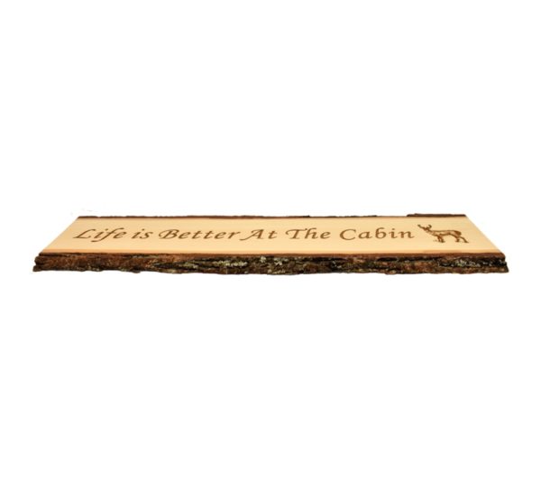 Engraved live edge sign.