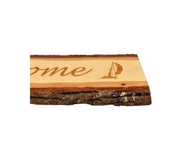 Engraved live edge sign.