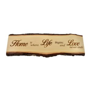 Engraved live edge door topper sign.