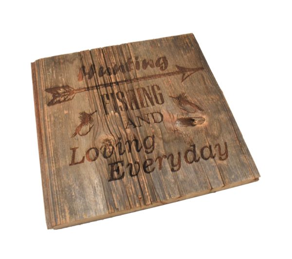 Engraved reclaimed barnwood sign.