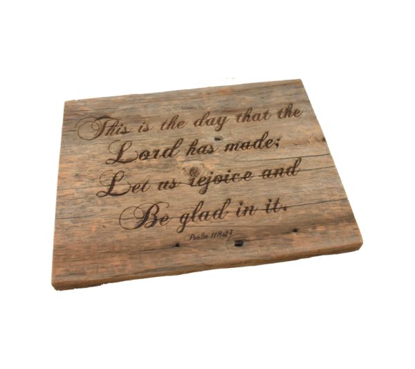 Engraved barnwood sign.