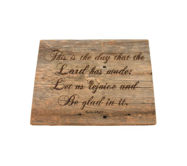 Engraved barnwood sign.