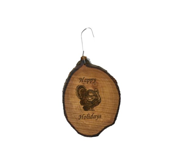Happy Holidays Turkey Rustic Wood Ornament - Image 3