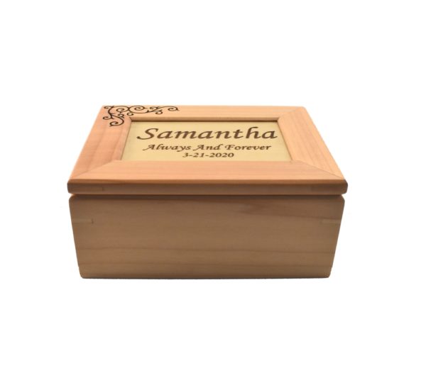 Personalized wooden keepsake box.