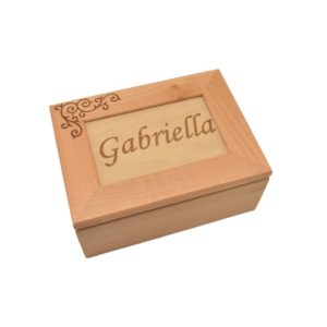 Personalized wooden keepsake box.