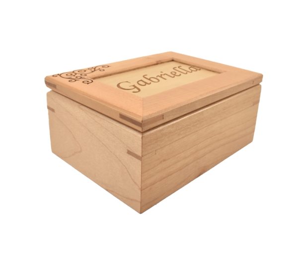 Personalized wooden keepsake box.