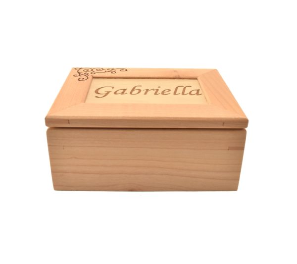 Personalized wooden keepsake box.