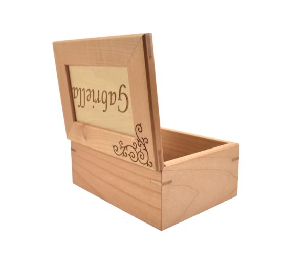 Personalized wooden keepsake box.