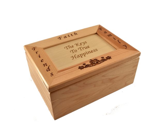 Personalized wooden keepsake box.