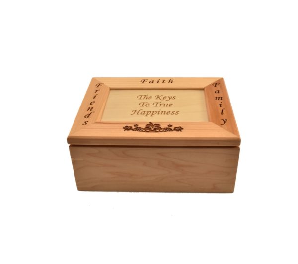 Personalized wooden keepsake box.