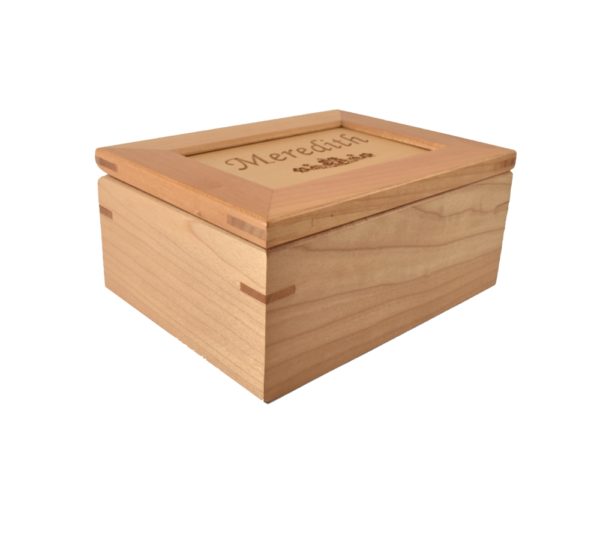 Personalized wooden keepsake box.