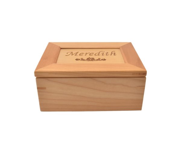 Personalized wooden keepsake box.