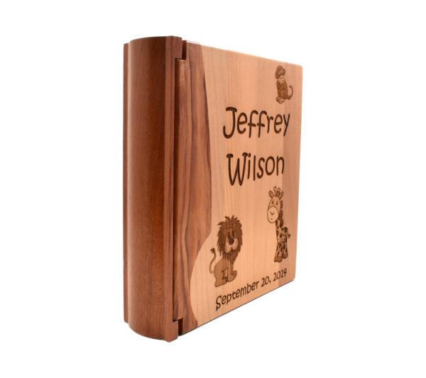Personalized wooden photo album.
