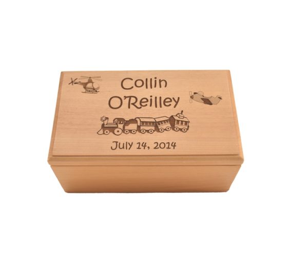 Personalized wooden keepsake box.