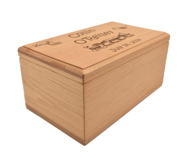 Personalized wooden keepsake box.