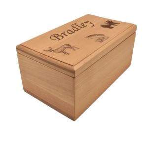 Personalized wooden keepsake box.