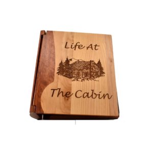 Personalized wooden photo album cover.