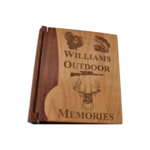 Personalized wooden photo album.