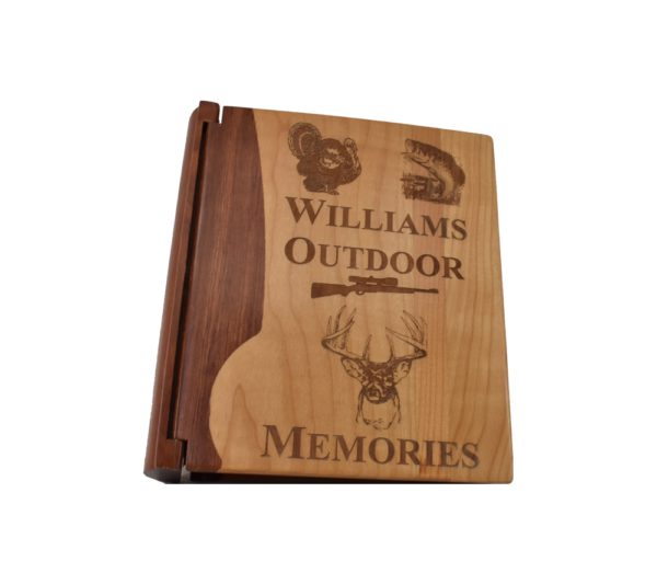 Personalized wooden photo album.