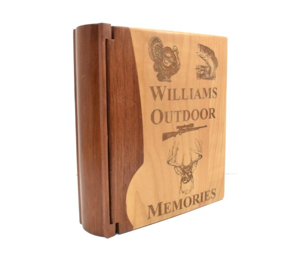 Personalized wooden photo album.