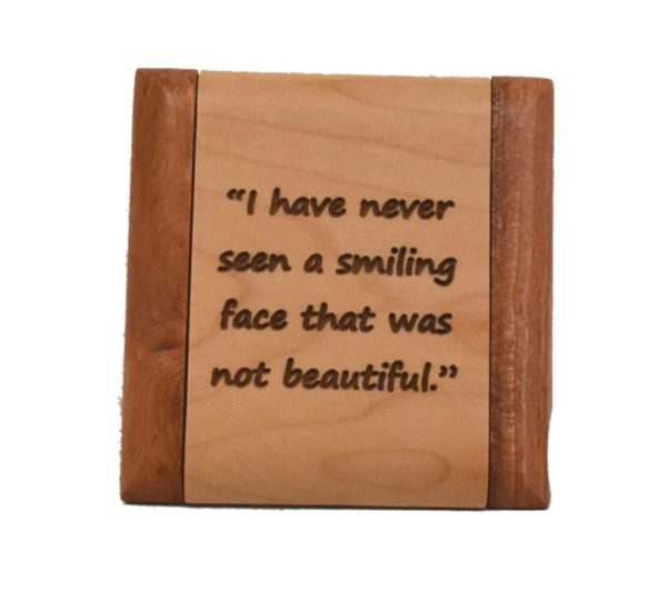 Custom engraved wooden compact mirror.