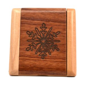 Custom engraved wooden compact mirror.