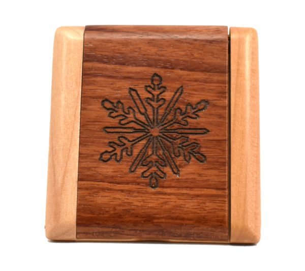 Custom engraved wooden compact mirror.