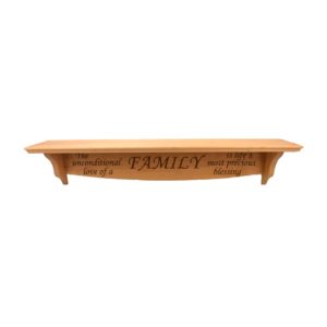 Personalized wooden shelf.