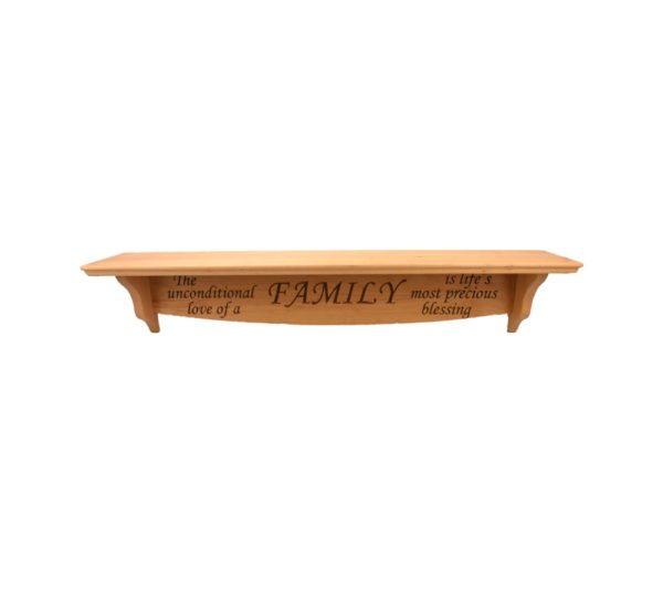 Personalized wooden shelf.