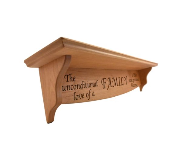 Personalized wooden shelf.