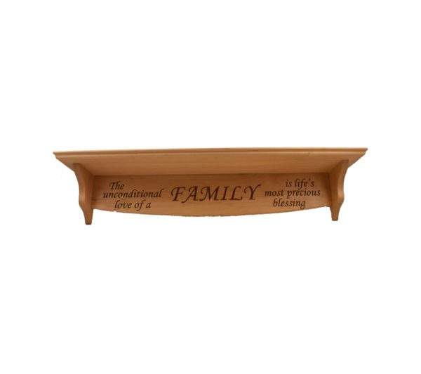 Personalized wooden shelf.