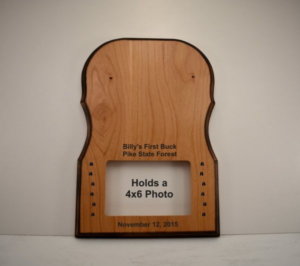 Custom engraved photo and antler plaque.